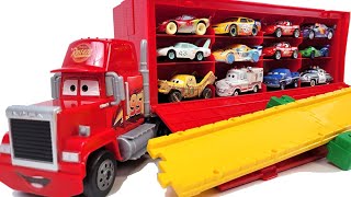 13 Type Tomica Cars ☆ Cars miniature car runs down the slope and rides on a Big Mac trailer [upl. by Eelessej850]