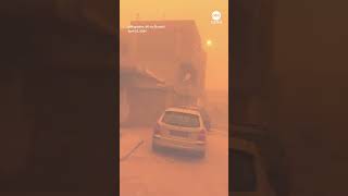 Dust storm creates red haze in eastern Libya [upl. by Yumuk]