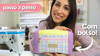 NÉCESSAIRE COM BOLSO em SINTÉTICO  FÁCIL de fazer  Tutorial com dicas [upl. by Anerak]