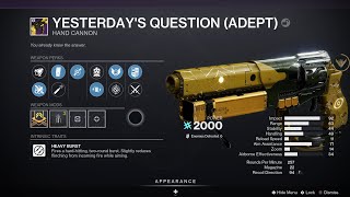 Destiny 2 Trials of Osiris  Yesterdays Question Adept amp BUGGED Trials Shader Lighthouse Loot [upl. by Einnhoj]