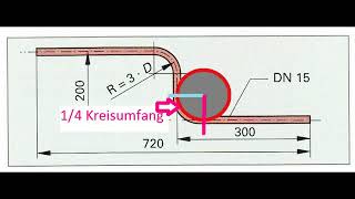 Bestimmen der Rohrlänge mit dem Bogenmaß Zwischenprüfung Anlagenmechaniker SHK [upl. by Ellerad]