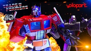 Transformers Stop Motion  G1 Optimus Prime VS Megatron  Yolopark AMK Pro Animation [upl. by Wilie740]