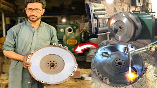 How To Repair Cracked Flywheel Of Euro Truck  Resurfacing Flywheel  Amazing Mechanics [upl. by Nonna]