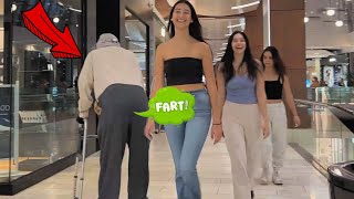 Fat Old Man Farts on Girls at the Mall Wild Reactions [upl. by Ahtaga893]