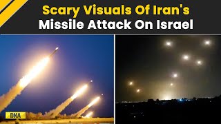 Watch Intense Visuals Of Irans Missile Attack amp Israels Iron Dome In Action  IranIsrael War [upl. by Kalie]