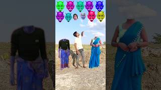 different colour old woman and cute girl head machine video vfx shorts trending viral [upl. by Attenrev]