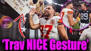 Travis Kelces Heartwarming Gesture to Taylor Swift fans after beating LV Raiders [upl. by Dnalwor457]