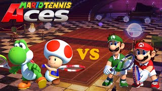 Mario Tennis Aces  Yoshi amp Toad vs Mario amp Luigi  Mirage Mansion [upl. by Nava]