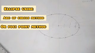 ELLIPSE BY FOCI POINT METHOD OR ARC OF CIRCLE METHOD in  Technical drawing [upl. by Urson]