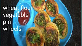 wheat flour Vegetable pin wheels ಗೋಧಿ ಹಿಟ್ಟಿನ ಪಿನ್ ವೀಲ್ಸ್ [upl. by Otrebile]