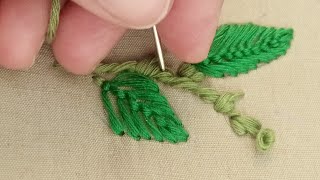 Hand Embroidery  Cretan Stitch Basic Leaf Embroidery Tutorial [upl. by Castorina]