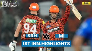 SRH vs MI Highlights 1st Innings Abhishek Travis Klaasen Help Sunrisers Hyderabad Create History [upl. by Raila]