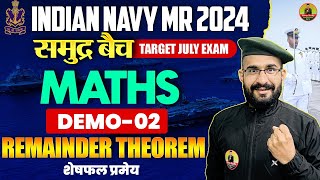 Indian Navy 2024  Maths Class  remainder theorem शेषफल प्रमेय  Demo 02  Navy MR Maths Class [upl. by Aitat]