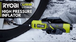 Up to 100 PSI  RYOBI USB Lithium High Pressure Inflator [upl. by Vanhomrigh138]