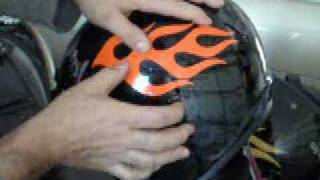 Installation of Flame Decals on a motorcycle helmet [upl. by Casabonne]