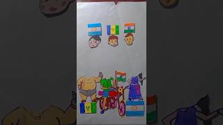 Indian 🇮🇳 Argentina 🇦🇷 St Vincent amp Grenadines 🇻🇨 Flag  🇮🇳 Independence Day Drawing shorts art [upl. by Lehte]