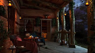 Heavy Rain and Thunder Sounds in a Cozy Cabin Porch  Rainstorm in the Forest for Sleeping and Relax [upl. by Neill]