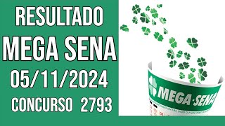 🔥 🍀 MEGA SENA hoje  05112024  ACUMULADA  1245 MILHÕES  Resultado concurso 2793 [upl. by Melissa197]