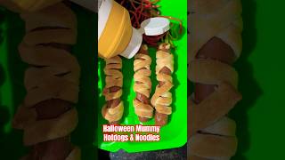 Halloween Mummy Hotdogs amp Colour Noodles airfryerrecipes halloweenfood halloweentreats kidsfood [upl. by Htebi]