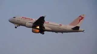 Night Shots Tunisair A319 Taking Off From LeipzigHalle Airport Germany [upl. by Meunier]