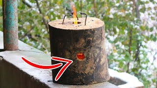 WOW AWESOME DIY IDEA  How To Make a Log Rocket Stove Easily [upl. by Behlke567]