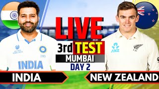 India vs New Zealand 3rd Test Day 2  IND vs NZ Live Match Today  Live Cricket Match Today [upl. by Naivatco]