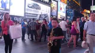 Child Saxophone player Time Sq Ny [upl. by Bannerman170]