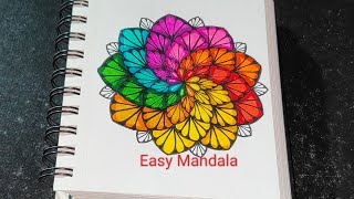 Super Easy Color Mandala Art For Beginners  EasyMandala59 [upl. by Mayne]