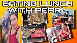 EATING LUNCH FOOD GRAB ORDER LYDIAS LECHON WITH PEARL food grab lunch online oroncemarivic [upl. by Sema]