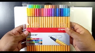 Stabilo Fineliner Point 88 Pen Pack of 40 Unboxing amp Review by Pritam Saha [upl. by Aerdnua]