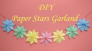 DIY Paper Star Garland  Kako napraviti zvezde od papira  Kako napraviti ukrasnu traku [upl. by Ellebasi]