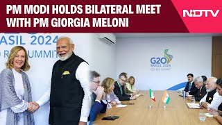 PM Modi G20 Summit  PM Modi Holds Bilateral Meet With PM Giorgia Meloni At G20 Summit In Brazil [upl. by Bolte]