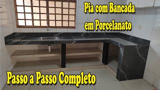 Pia com Bancada em Porcelanato  Reforma da Cozinha [upl. by Talmud]