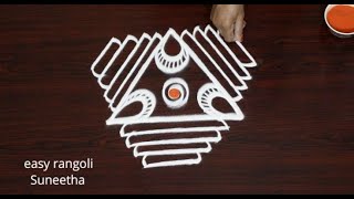 Simple Traditional kolam for Navarathri  How to make daily rangoli design  dot muggulu [upl. by Barcroft]