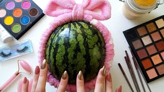 ASMR Makeup on Watermelon🍉 No talking [upl. by Esdnyl]