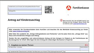 Antrag auf Kinderzuschlag  تعبئة طلب ال كيندر تسوشلاغ Kinderzuschlag [upl. by Florie]