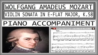 Mozart Violin Sonata in E flat major K 58 3rd movement  Piano Accompaniment [upl. by Midas]