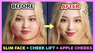 ✨ EXERCISE FOR SLIM FACE  CHEEK LIFT  APPLE CHEEKS  Reduce Face Fat Get cute fuller cheeks [upl. by Yarrum]