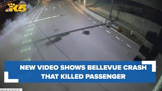 New video shows Bellevue crash that killed passenger driver still wanted by police [upl. by Ahtnammas]