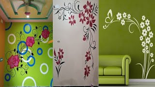 bedroom wall paint design  wall painting design ideas bedroom  creative wall flower design ideas [upl. by Sseb]