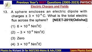 A sphere encloses an electric dipole with charges ± 3 x 106 C What is the total elect neet2019 [upl. by Berk546]