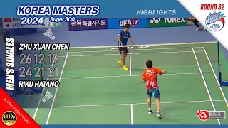 Zhu Xuan Chen vs Riku Hatano  Korea Masters 2024  R32 MS Highlights [upl. by Warfeld826]