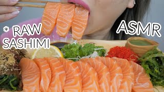 FRESH Raw Salmon Sashimi ASMR No Talking Eating Sounds  NE Lets Eat [upl. by Nancey]