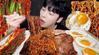 MUKBANG  직접 만든 김치 레시피 amp 파김치 짜파게티 계란 소고기 먹방  KIMCHI RECIPE KOREAN FOOD EATING [upl. by Lleynod216]