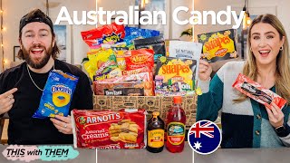 EPIC Trying Australian Candy  This With Them [upl. by Lilhak]