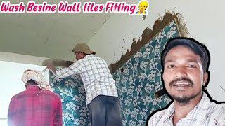 Wash Besine Wall tiles fitting Work👷 tilesworker vlog [upl. by Ches]