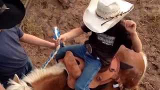 Mini Bronc Riding7 yr old Trace Barrett [upl. by Hehre]