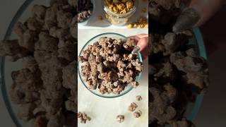 Popcorn muddy buddies AKA puppy chow Peanut butter chocolate Super easy Recipe in description [upl. by Stoops]