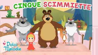 Cinque Scimmiette  15 minuti di Canzoni per Bambini di Dolci Melodie [upl. by Yadsnil]