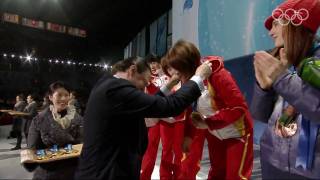 Short Track Speed Skating Women 3000M Relay Victory Ceremony  Vancouver 2010 [upl. by Coney453]